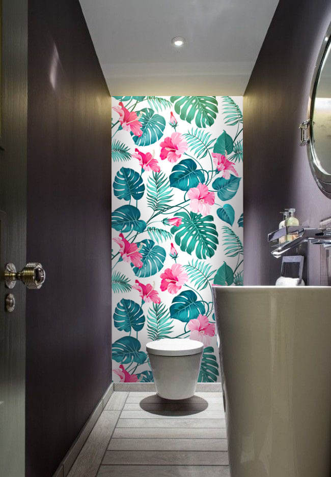 Wallplex fürdőszobai dekorpanel Rózsaszín hibiszkusz mellékhelyiségbe