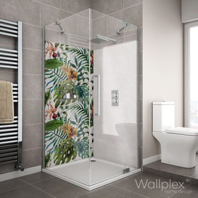 Wallplex fürdőszobai dekorpanel Trópusi pálmalevelek zuhanyzó